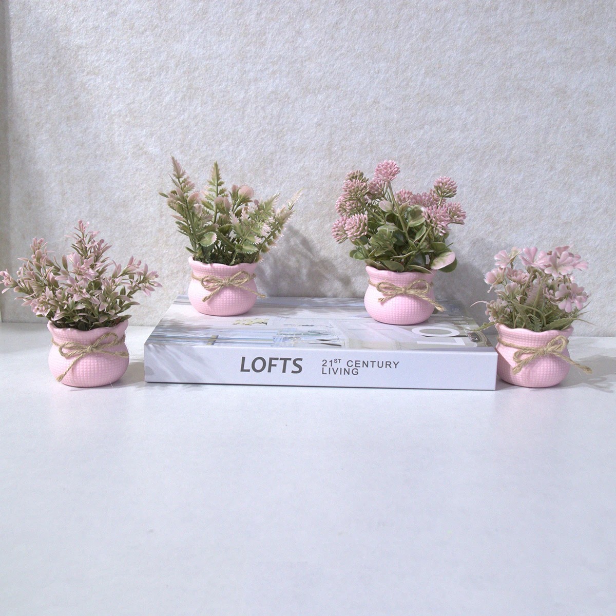 Plant Desk Mini - Mini Artificial Pink Series Flower Potted