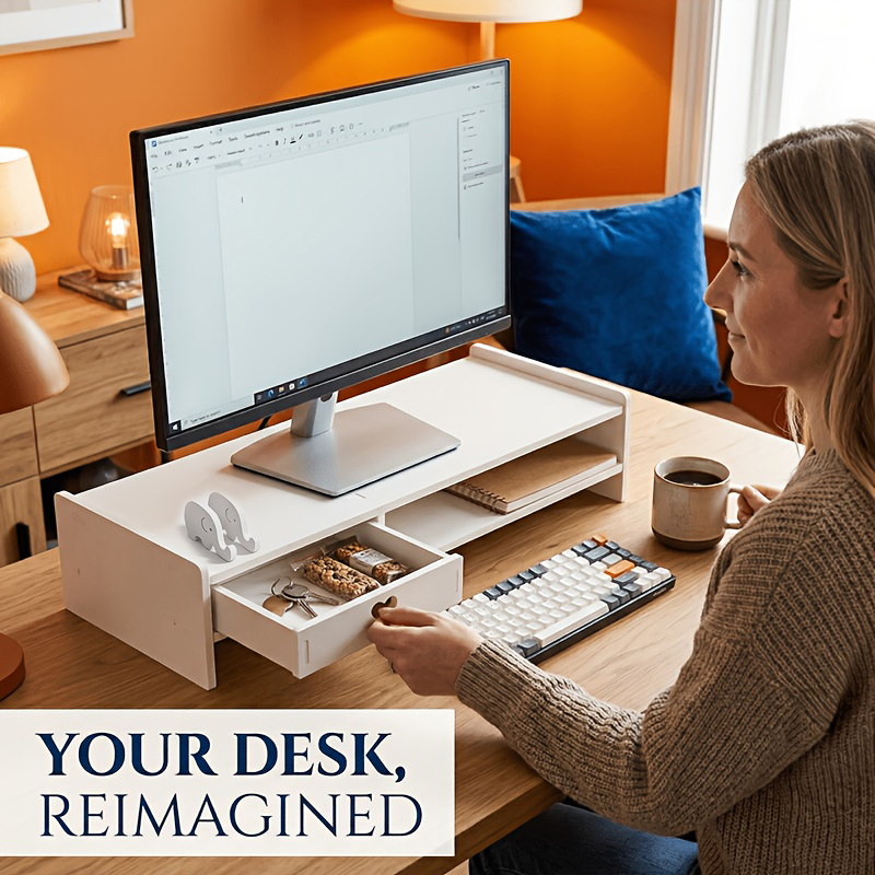Monitor Riser Stand - Minimalist White PVC Monitor Stand Riser