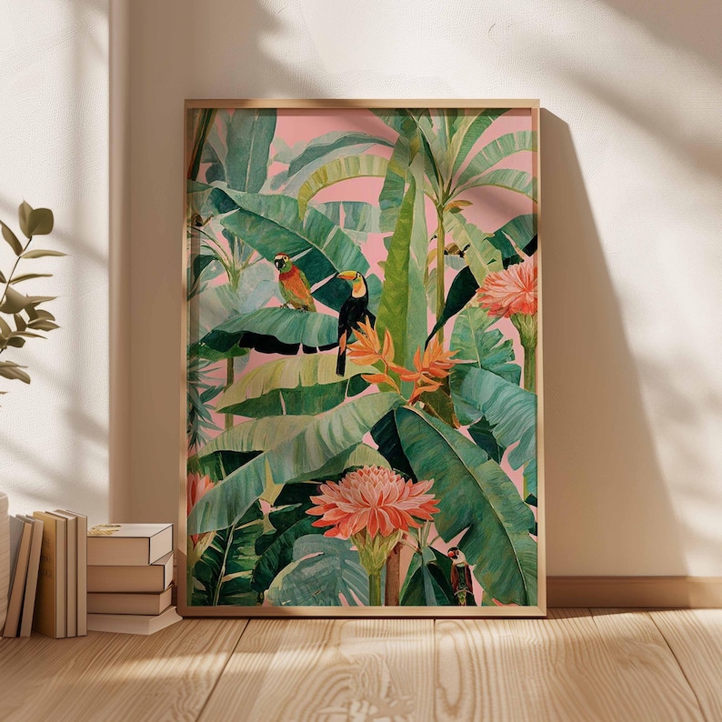 Home Office Furniture - 1pc Retro Tropical Canvas Poster, Unframed