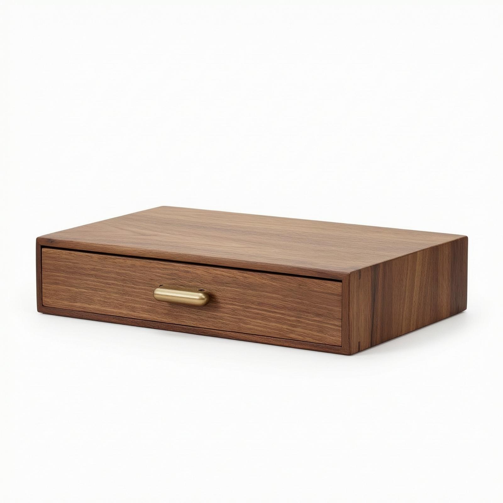 Home Office Desk With Drawers - Wooden Desktop Storage Drawer Walnut Organizer