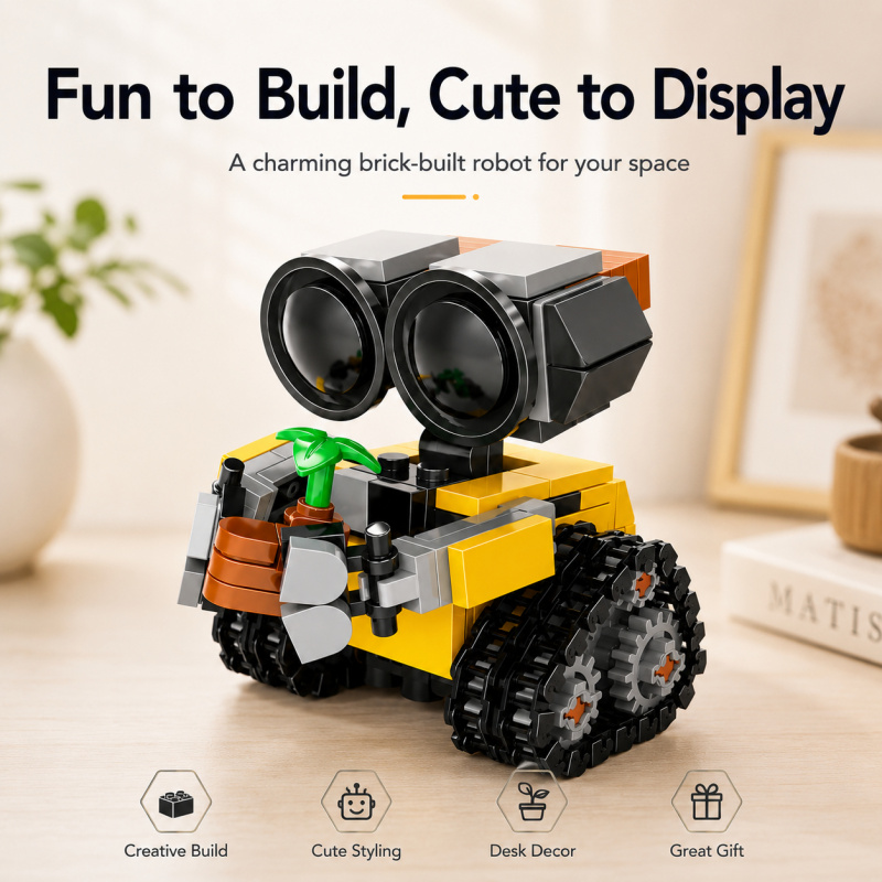 Plant Desk Mini - Mini Robot Building Blocks Set, Cute