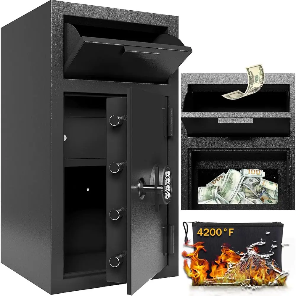 Home Office Travel Document - Waterproof Cash Drop Safe Box with
