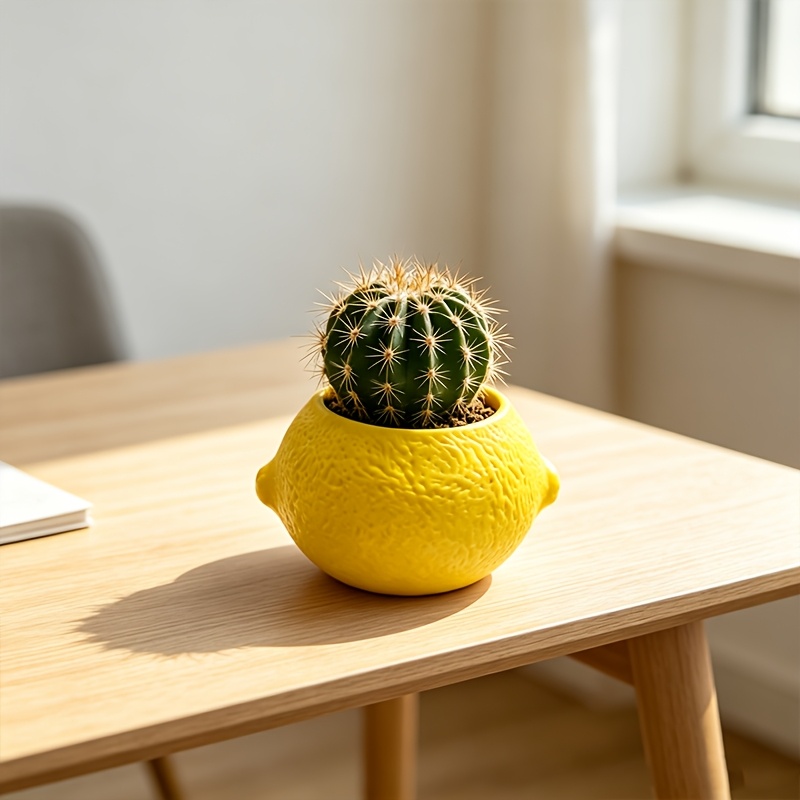 Plant Desk Mini - Lemon Shape Decorative Planter Pot For