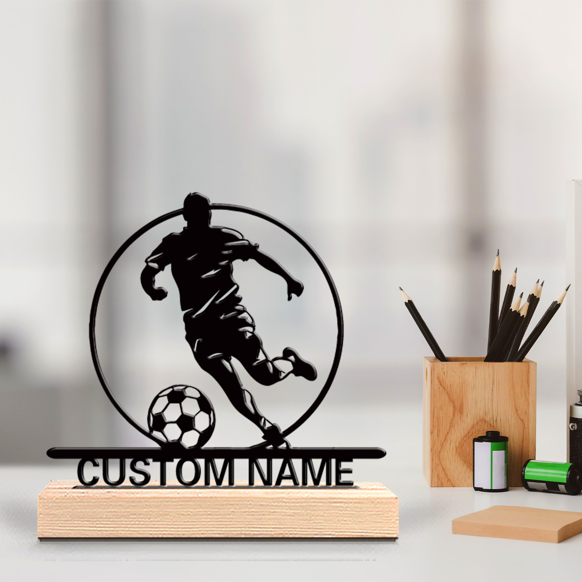 Home Office Ideas - Custom Soccer Player Metal Statue with