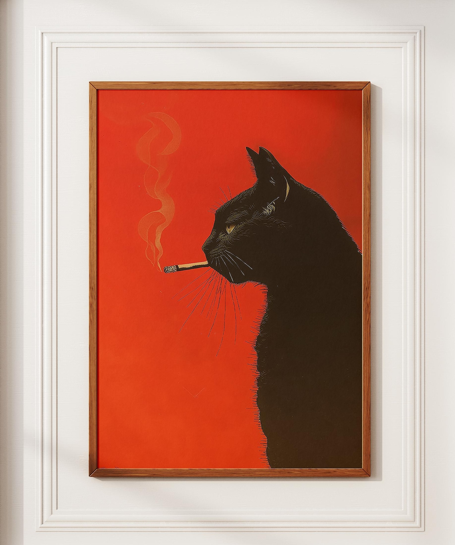 Home Office Furniture - Vintage Black Cat Smoking Canvas Print