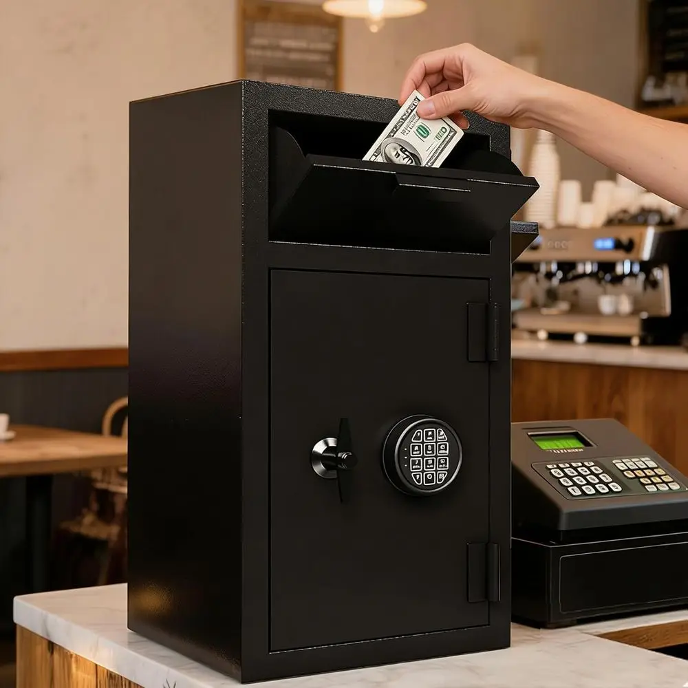 Waterproof Cash Drop Safe Box  - Home Office Travel Document recension och pris
