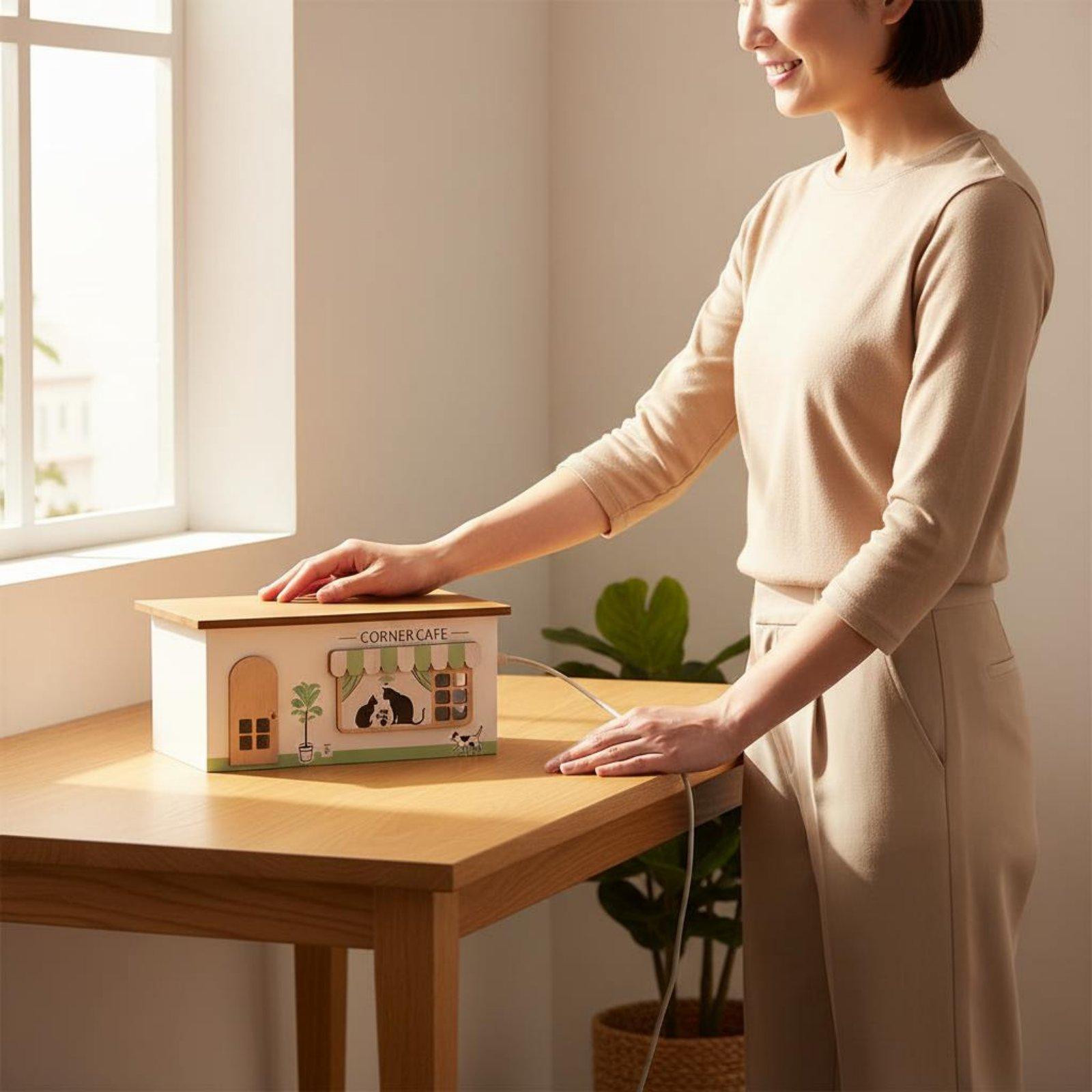 Wooden Cord Management Box Tid - Cable Management Box recension och pris
