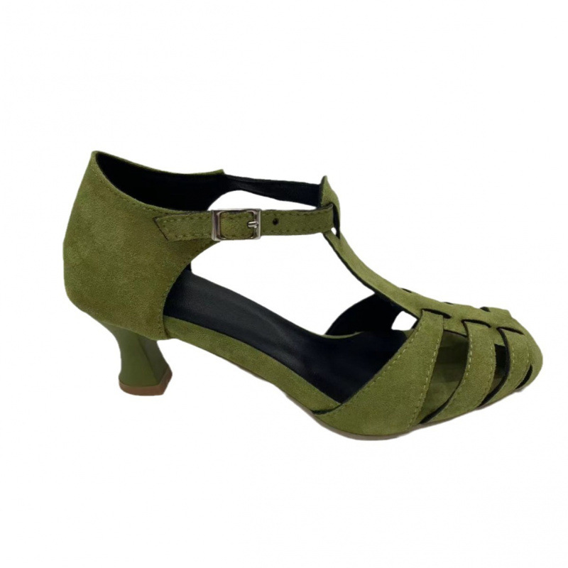 Women's Green Suede Kitten Hee - Home Office Size recension och pris
