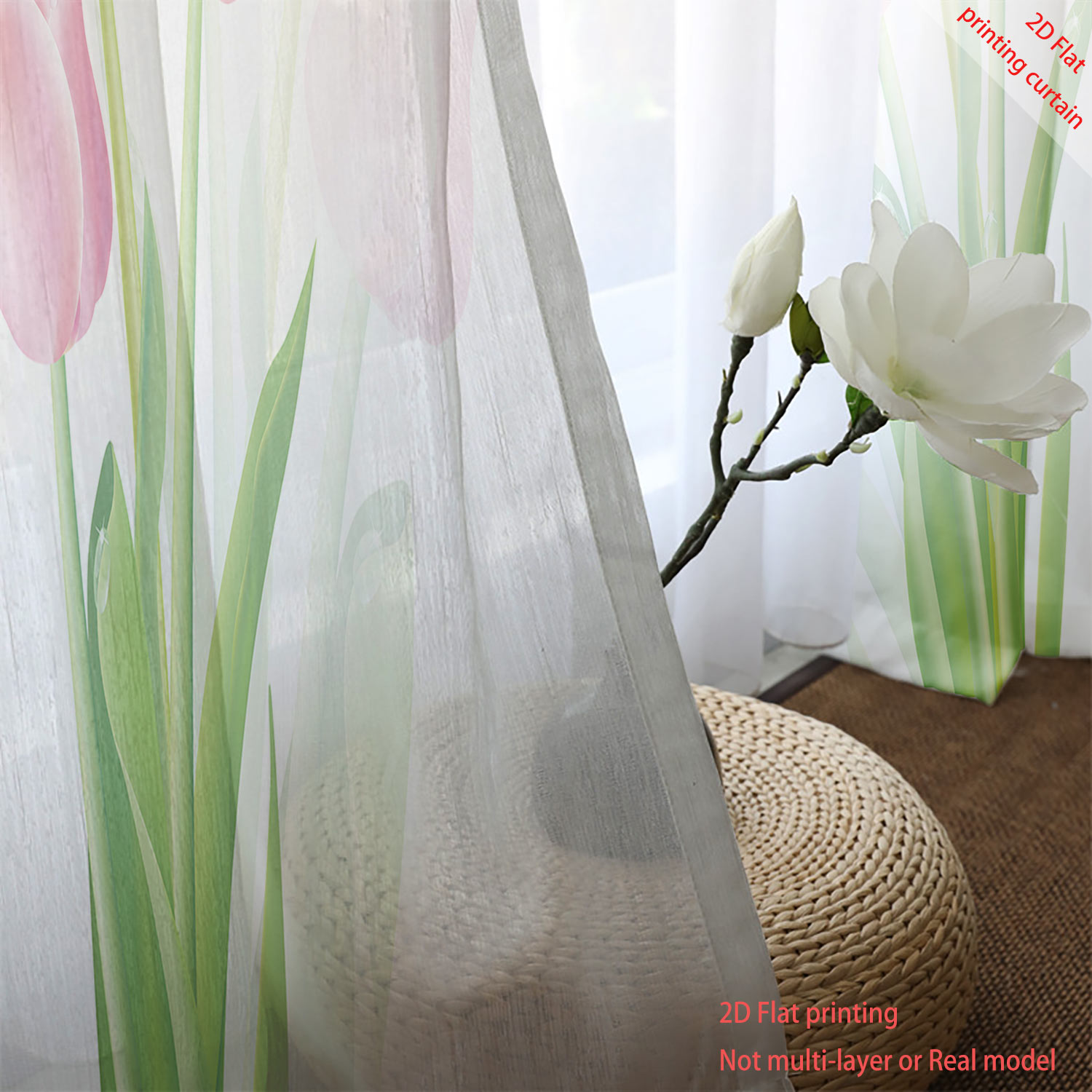 Pink tulip print transparent g - Home Office Windows recension och pris