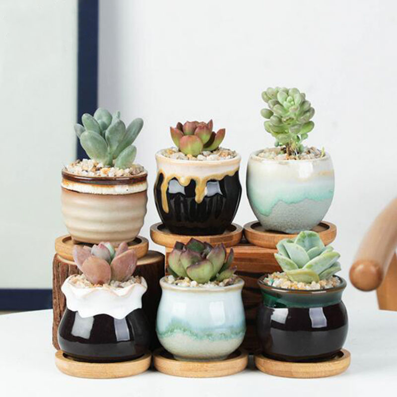 6pcs/set Ceramic Flowerpot Set - Plant Desk Mini recension och pris