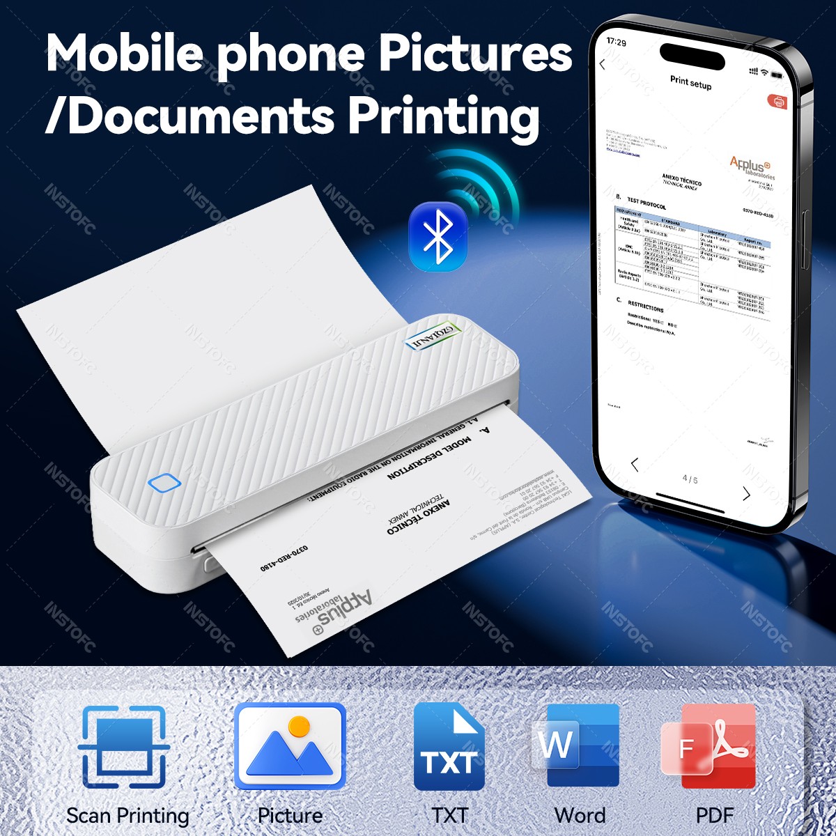 Portable A4 Thermal Printer Bl - Home Office Travel Document recension och pris