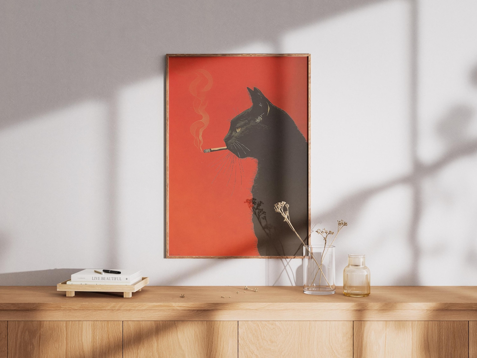 Vintage Black Cat Smoking Canv - Home Office Furniture recension och pris