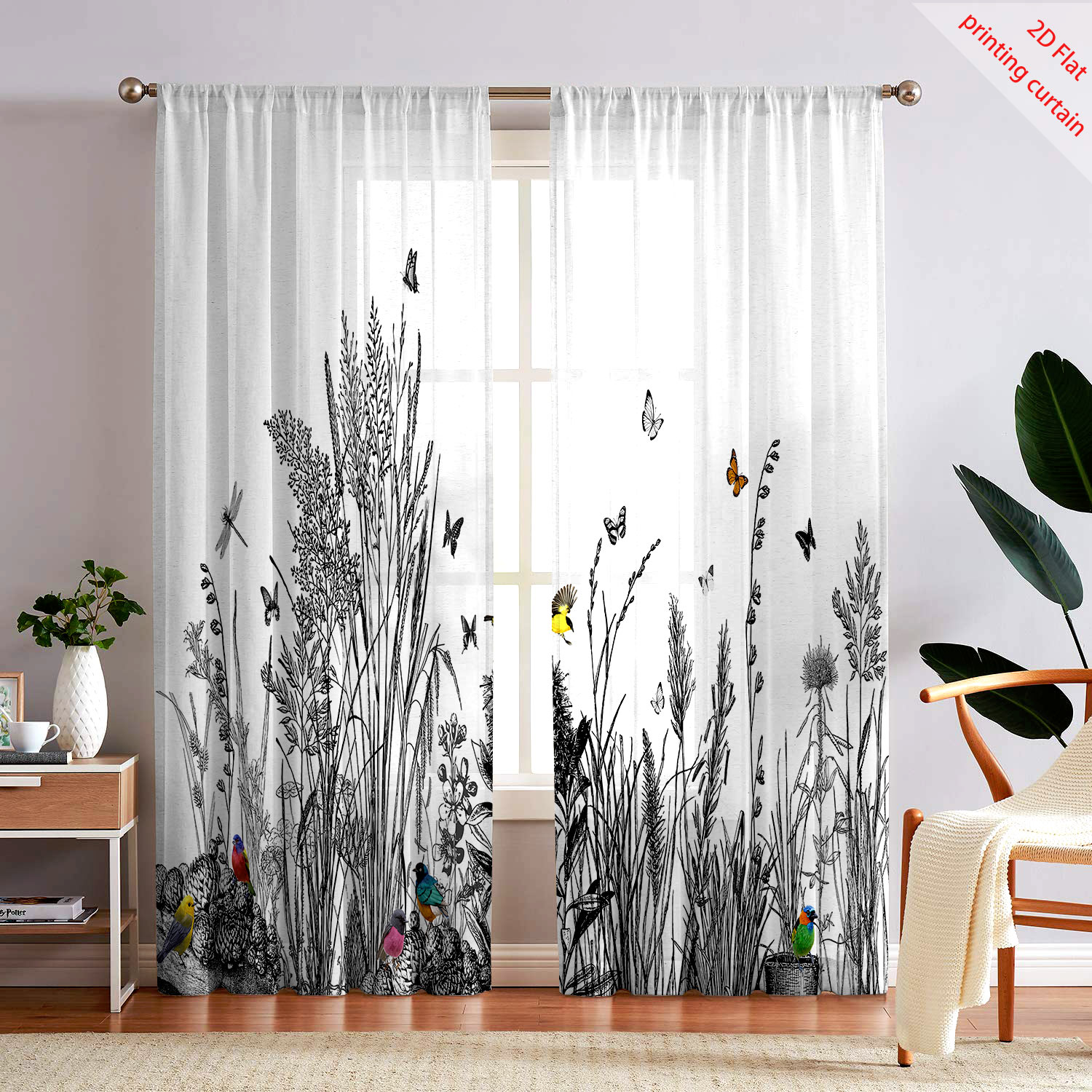 Plant Printed Transparent Scre - Home Office Windows recension och pris