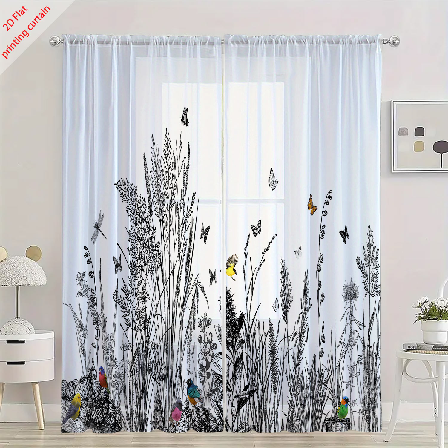 Plant Printed Transparent Scre - Home Office Windows recension och pris
