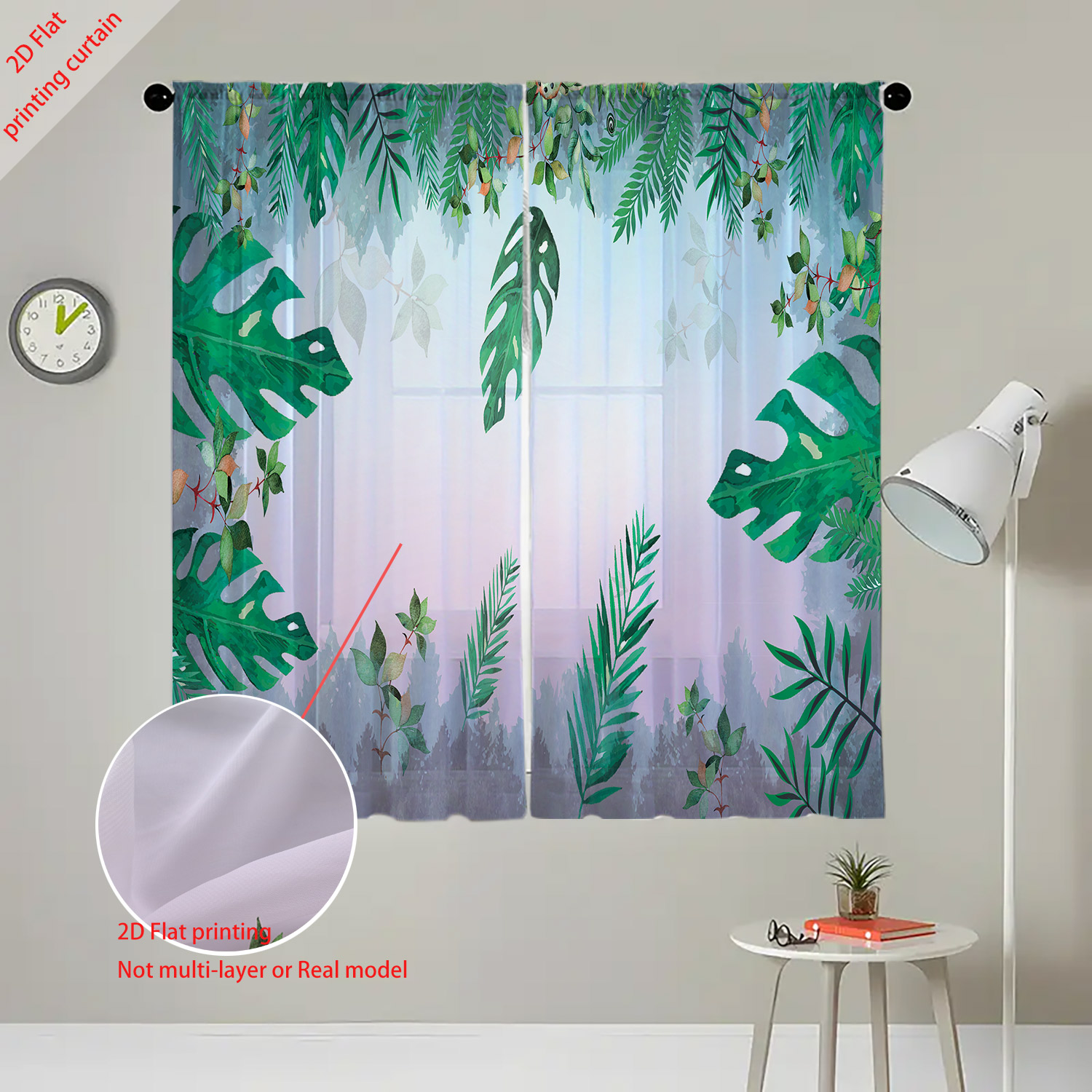 Plant Printed Transparent Scre - Home Office Windows recension och pris
