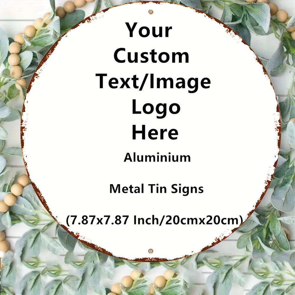 Custom Round Tin Sign - Vintag - Home Office Logo recension och pris