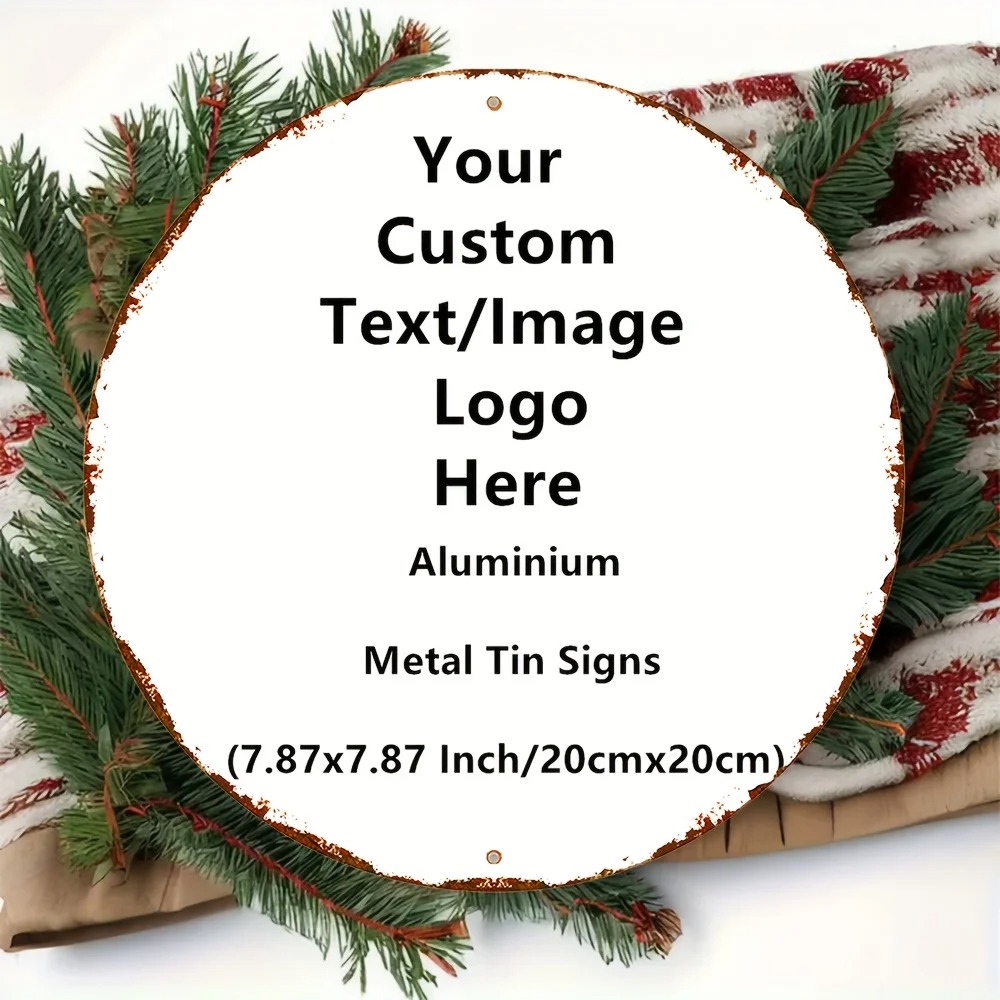 Custom Round Tin Sign - Vintag - Home Office Logo recension och pris