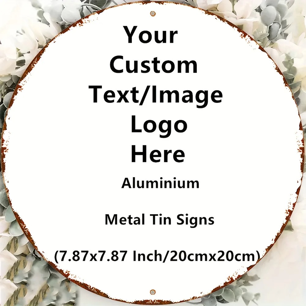 Custom Round Tin Sign - Vintag - Home Office Logo recension och pris