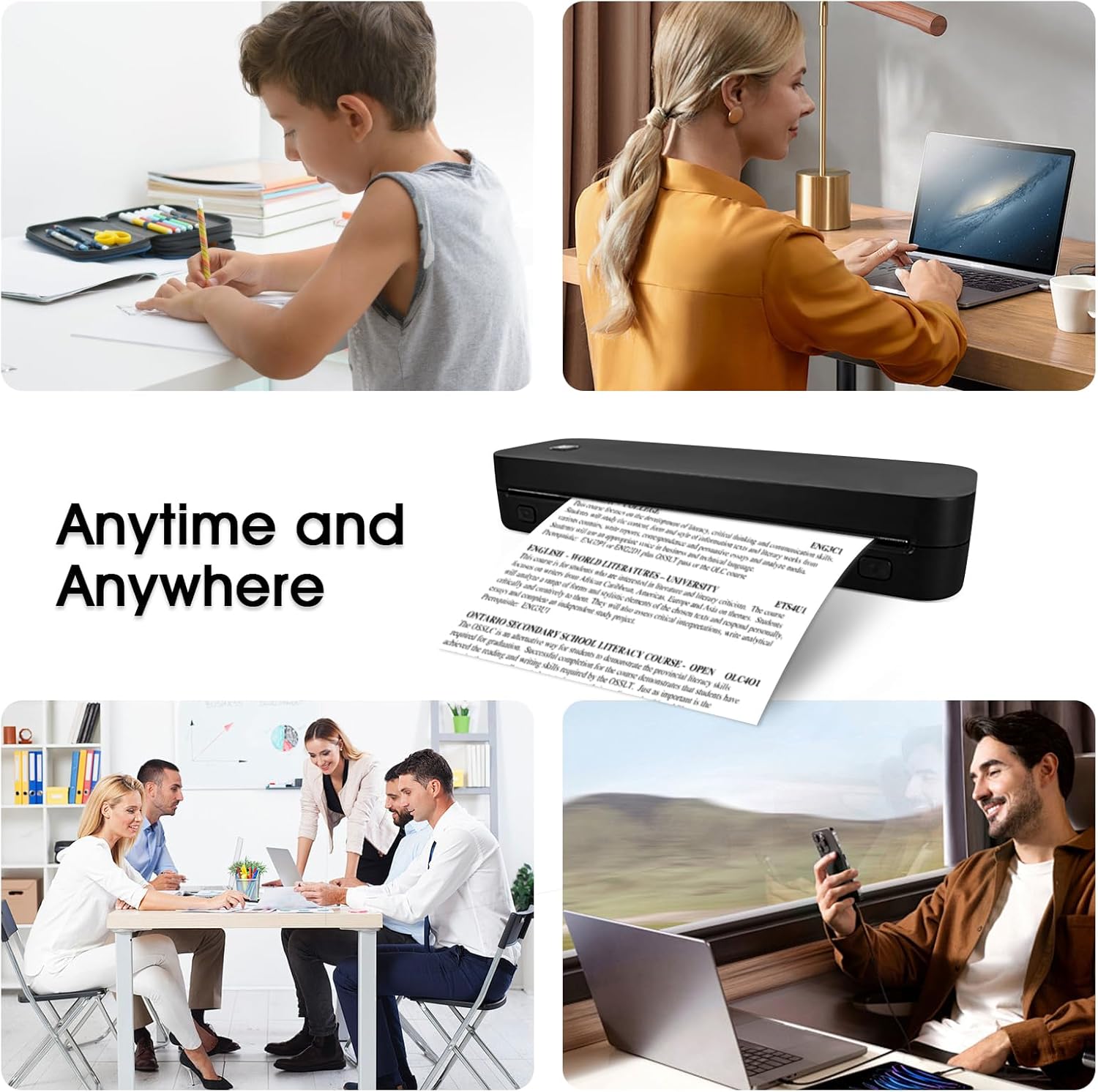 Portable A4 Thermal Printer Bl - Home Office Travel Document recension och pris