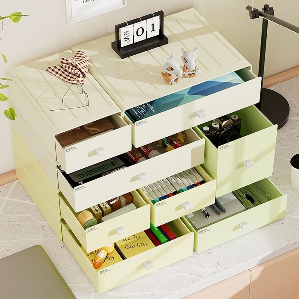 Colorful Desktop Stackable Org - Home Office Desk With Drawers recension och pris