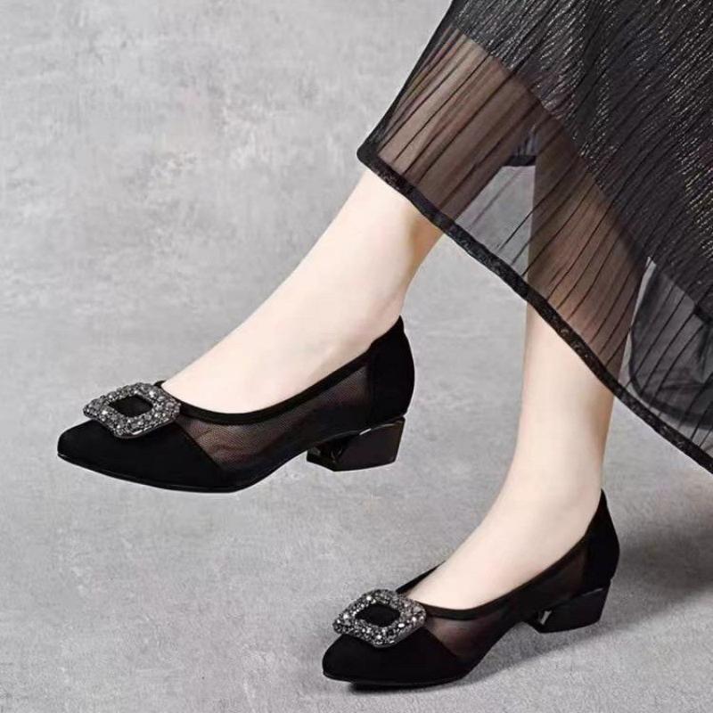 Elegant Pointed Toe Mesh Block - Home Office Size recension och pris