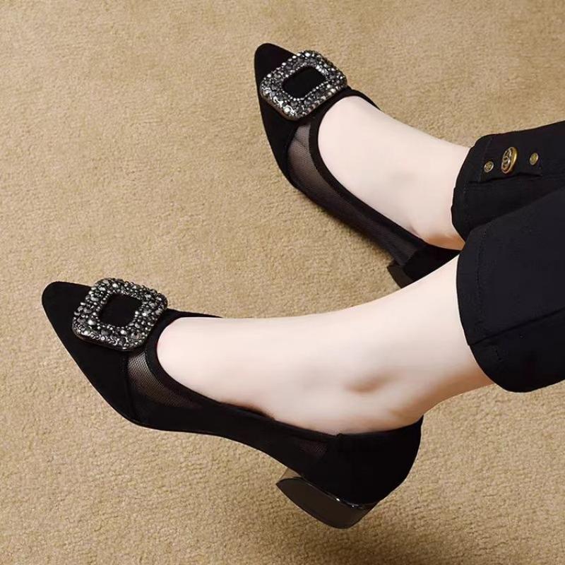 Elegant Pointed Toe Mesh Block - Home Office Size recension och pris